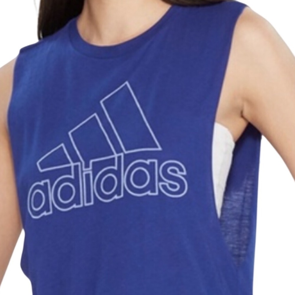 Adidas Women Royal Blue Sleeveless Muscle‎ Tank Top Ultimate 2.0 S P